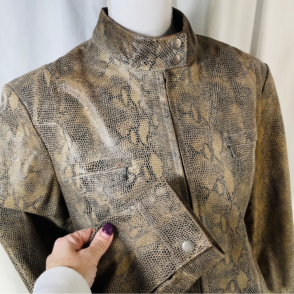 Alfani Genuineleather Python-Embossed Moto Jacket… - image 6
